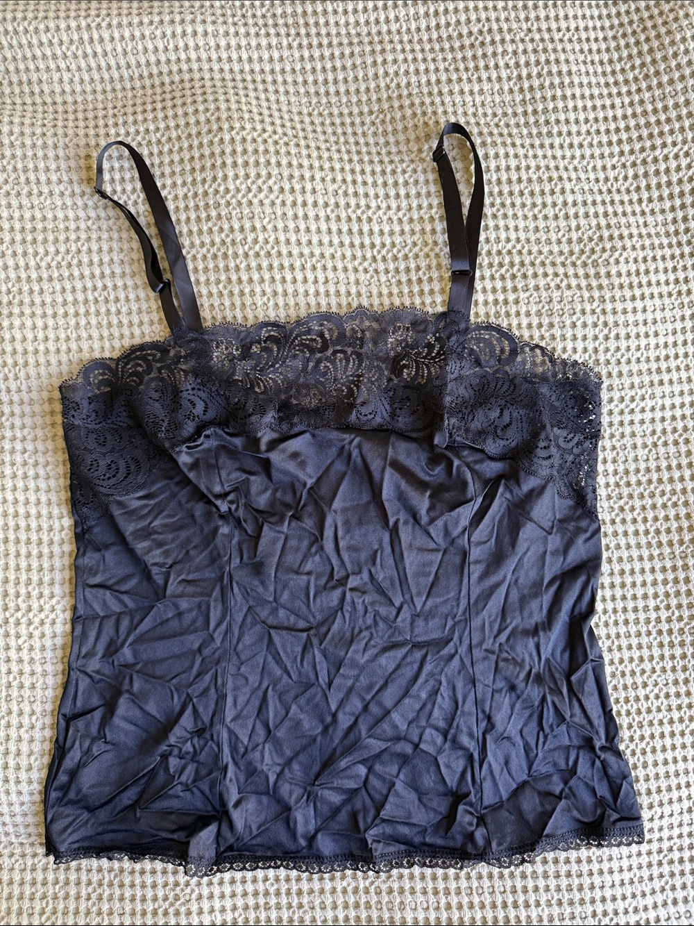 Black Lace-Trim Camisole Chemise Top